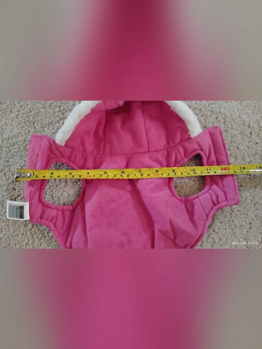 Brand New, Never Worn Pink Hooded Pet Jacket with Multicolor Stripes - Size XXS